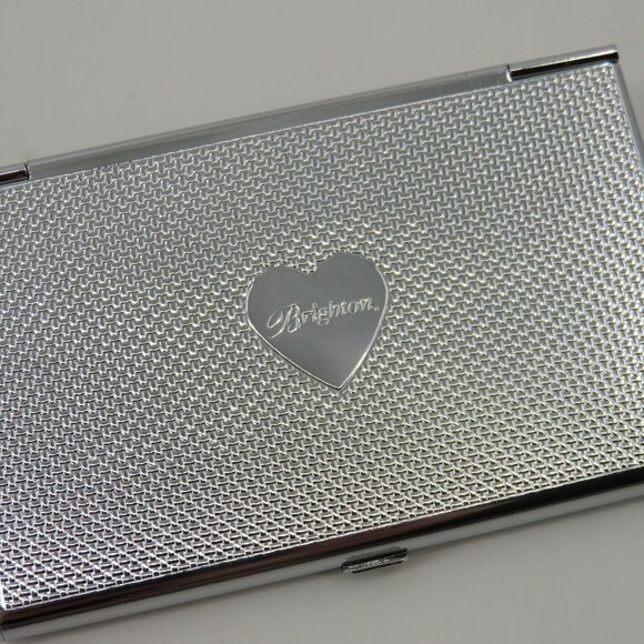 Brighton Red Croco Leather LOVE Heart Credit Business Card Case Silver Metal - Picture 5 of 7